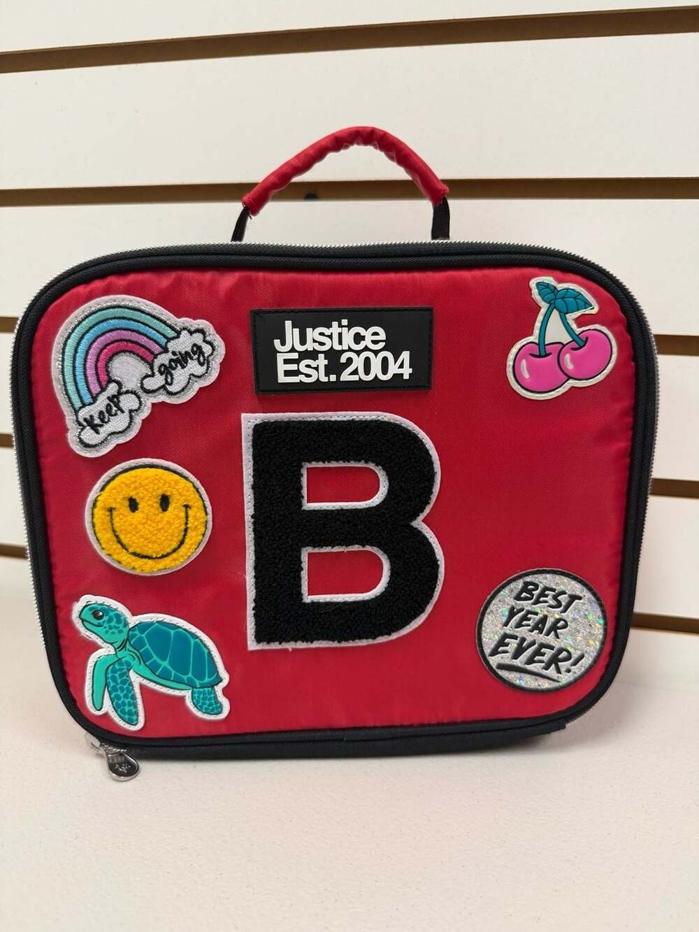 Justice Red Patch Initial B Lunch Box Tote NWT